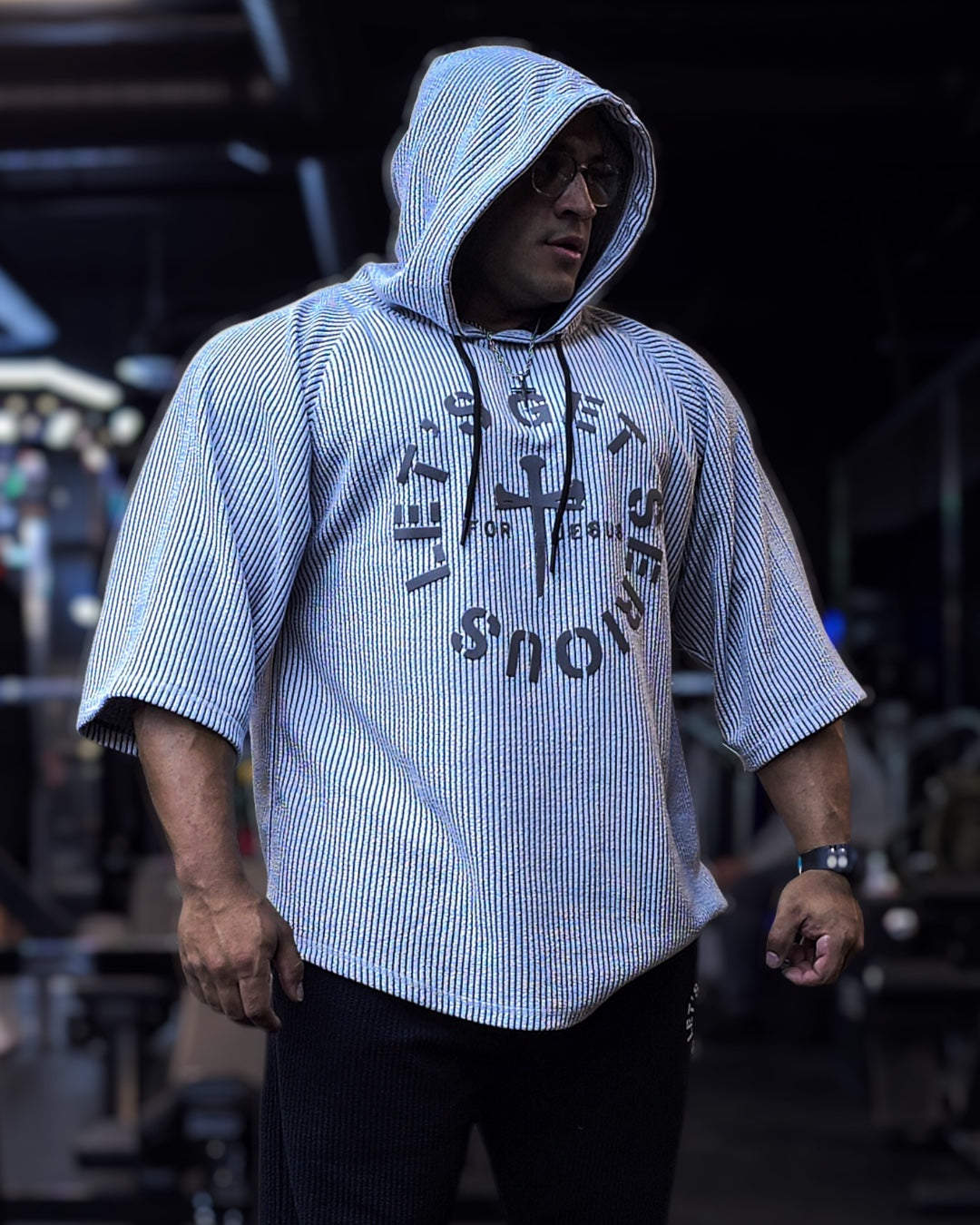 Unisex White Ribbed Ragtop Hoodie