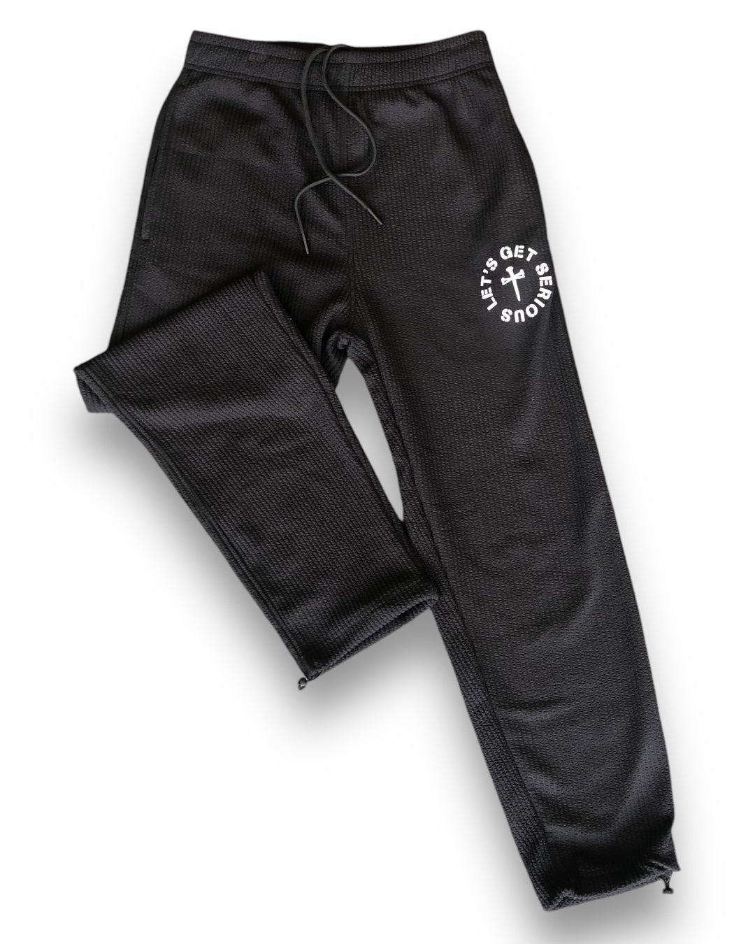 Unisex Black Ribbed Straight Leg