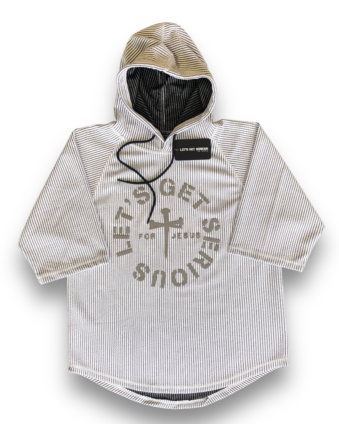 Unisex White Ribbed Ragtop Hoodie